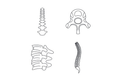 Spine orthopedic vertebra icons set, outline style