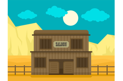 Western saloon concept background, flat style
