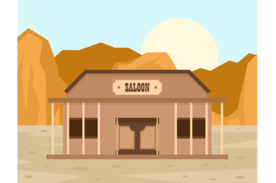 Texas saloon concept background, flat style