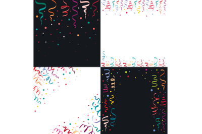 Serpentine coil ribbon banner concept set, flat style