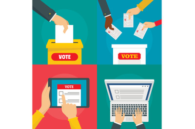 Ballot voting box banner concept set, flat style