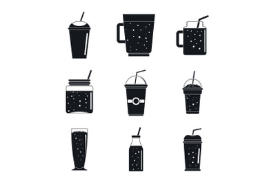 Smoothie fruit juice icons set, simple style