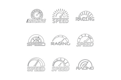 Speedometer level panel logo set, outline style