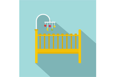 Baby bed icon, flat style