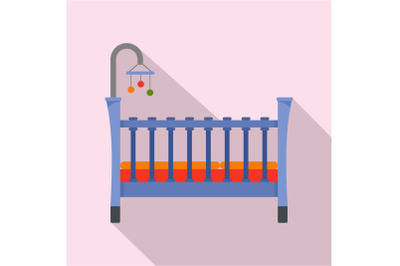 Baby crib icon, flat style