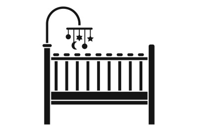 Baby bed icon, simple style