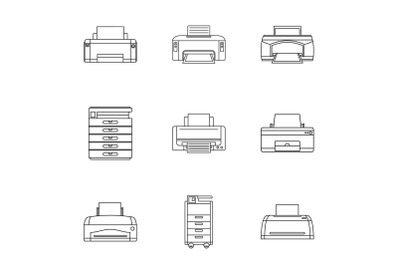 Technical specialist icons set, outline style