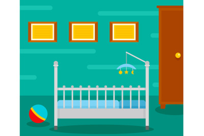 Baby room interior background, flat style