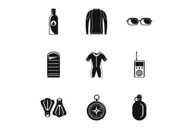 Submersion icons set, simple style