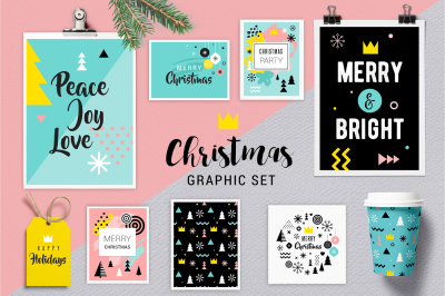 Geometric Christmas graphic set