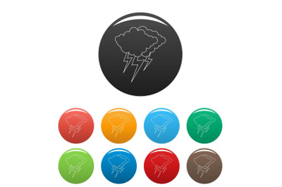 Lightning icons set color vector