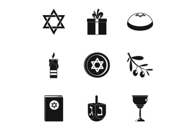 Religionist treatment icons set, simple style