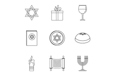 Fanatic icons set, outline style