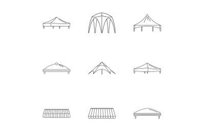 Sunshade icons set, outline style