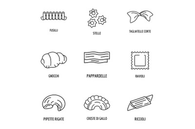Cheese icons set, outline style