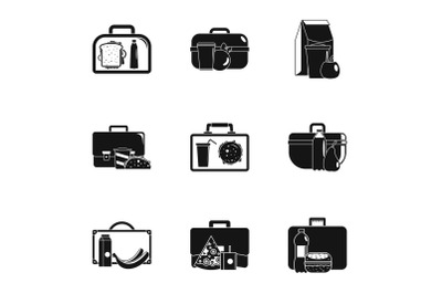 Handbag icons set, simple style