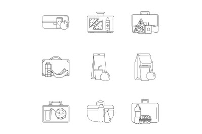 Reticule icons set, outline style