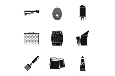 Honey product icons set, simple style