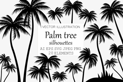 Palm trees silhouettes. Palm trees SVG. Palm trees graphics