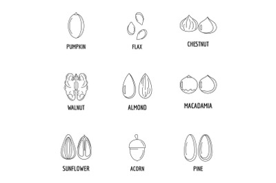 Nutwood icons set, outline style