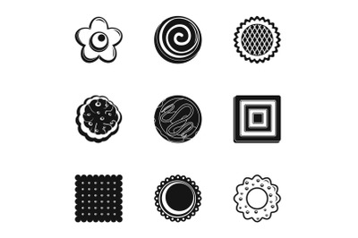 Cookie icons set, simple style