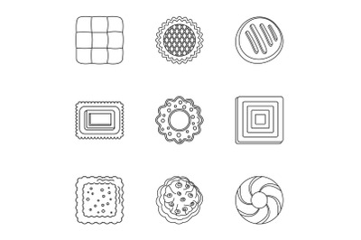 Bun icons set, outline style