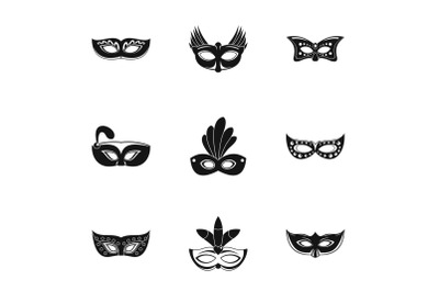 Disguise icons set, simple style