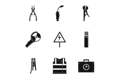 Workman icons set, simple style