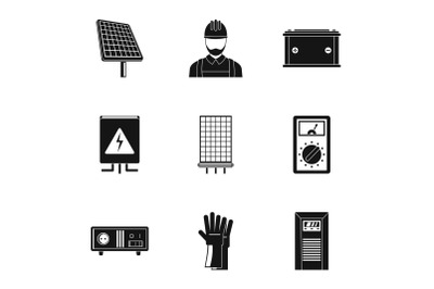 Electrician icons set, simple style