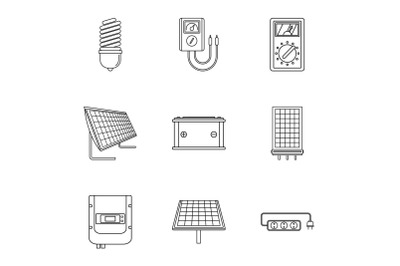 Energy industry icons set, outline style