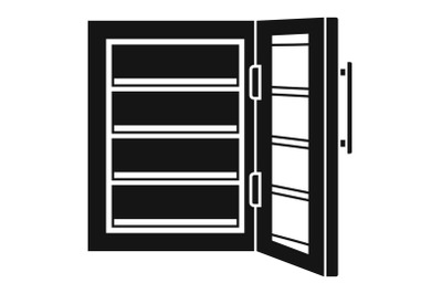 Glass door fridge icon, simple style