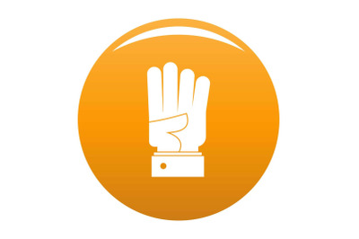 Hand four icon vector orange