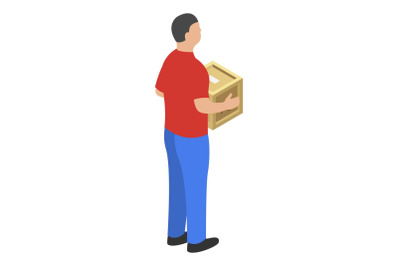 Man delivery box icon, isometric style