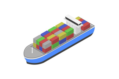 Delivery cargo ship icon, isometric style