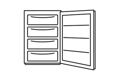 Open refrigerator icon, outline style