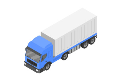 Box delivery truck icon, isometric style