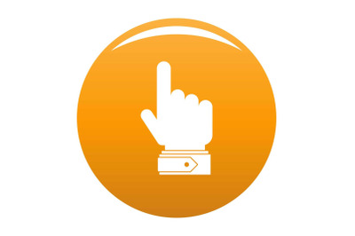 Hand direction icon vector orange
