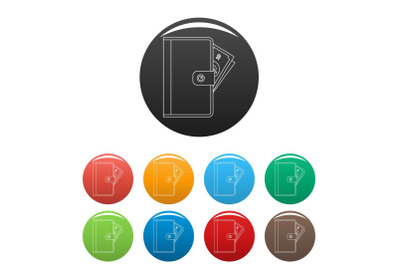 Purse icons set color vector