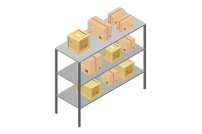 Delivery box shelf icon, isometric style