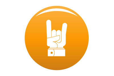 Hand rock icon vector orange