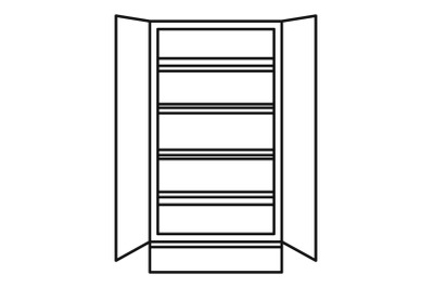 Open glass fridge icon, outline style
