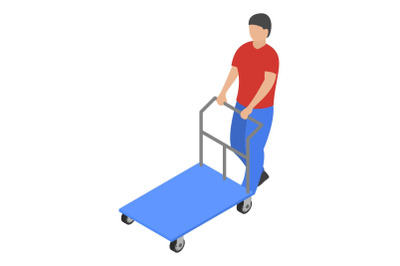 Warehouse cart icon, isometric style