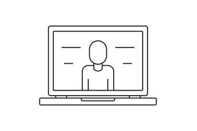 Video laptop chat icon, outline style