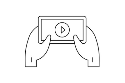 Smartphone video live icon, outline style