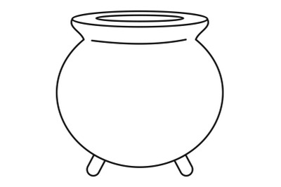 Retro cauldron icon, outline style
