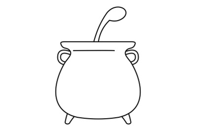 Boiled cauldron icon, outline style