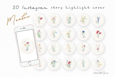 Watercolor Wildflower Bouquets Instagram Story Highlight Icons