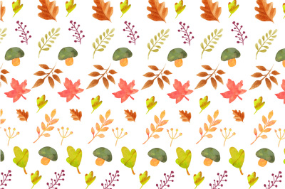 autumn elements watercolor pattern