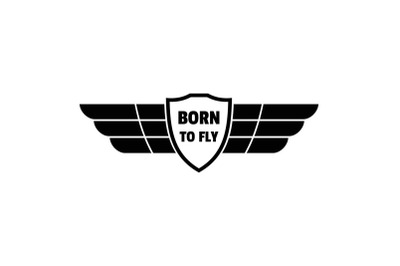 Born to fly wings logo, simple style