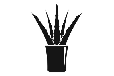 Aloe in pot icon, simple style